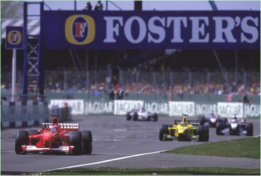 Rubens Barrichello leads the cars into battle